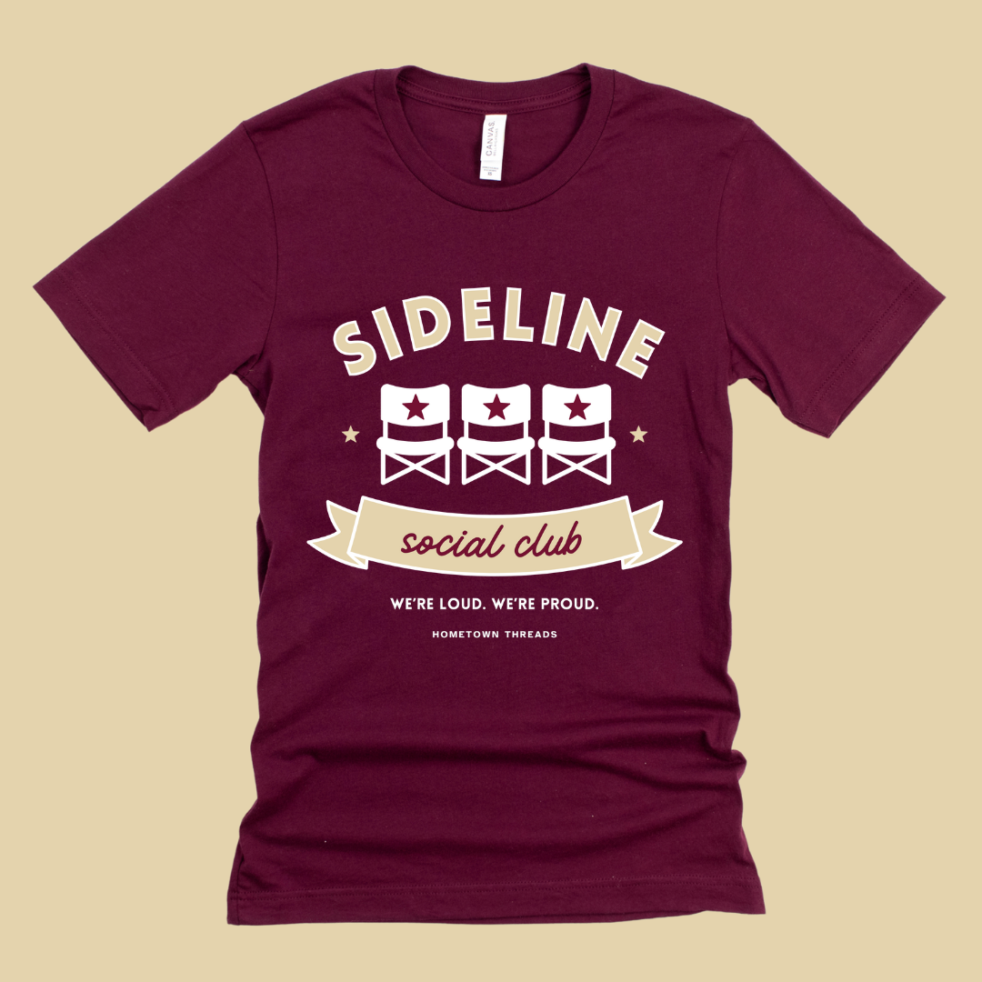 Sideline Social Club tee (crimson)