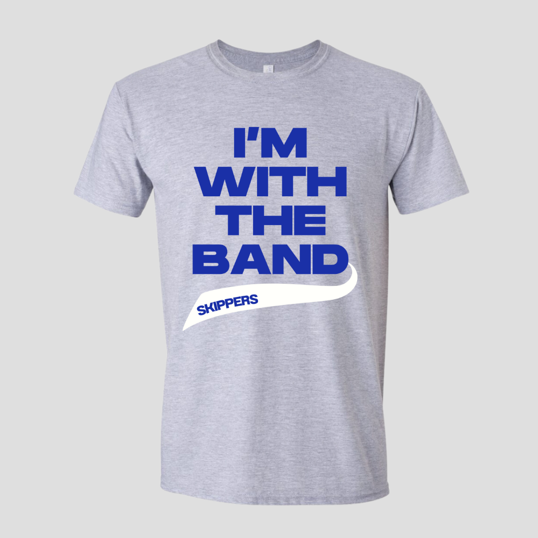 With the Band - Blue and White tee