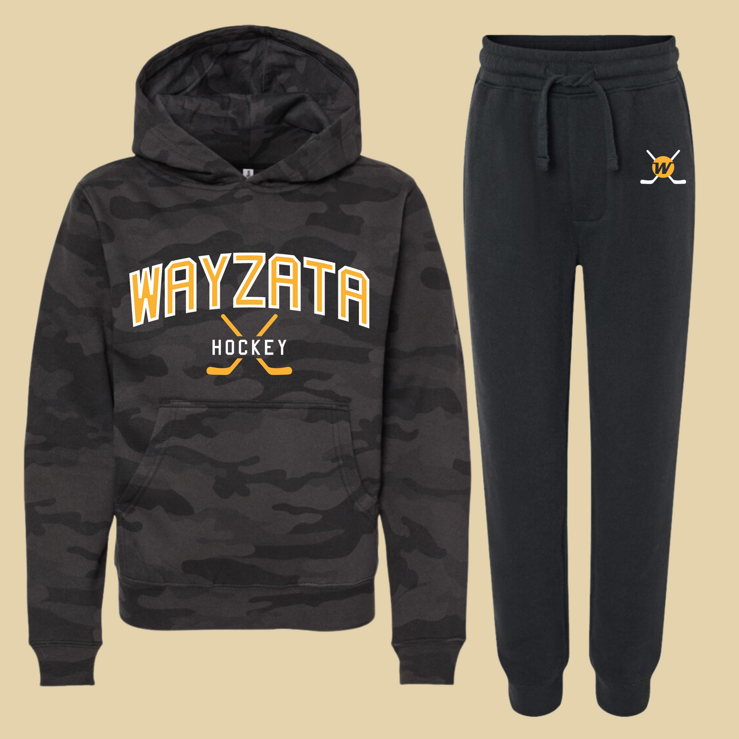 Wayzata Hockey Black Camo Hoodie (Youth and Adult)