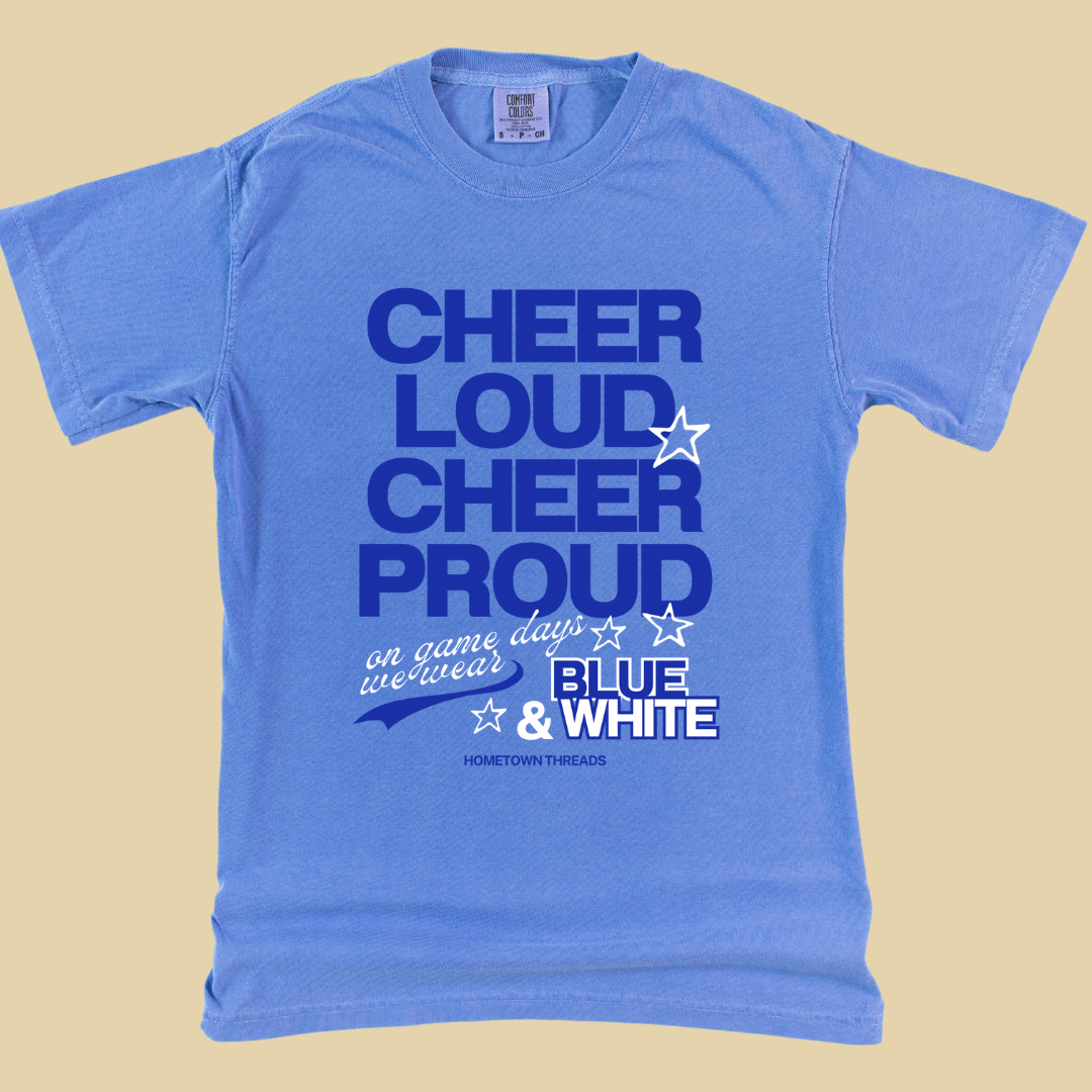 Cheer Loud - Blue & White tee