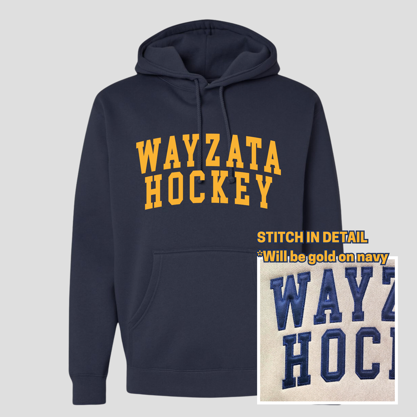 Wayzata Hockey Applique Hoodie - Navy